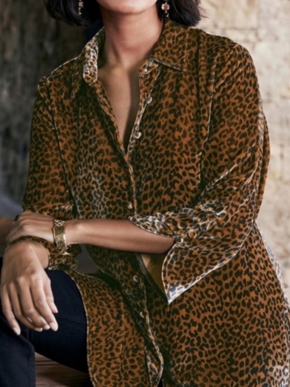 Soft Surroundings Icon Silk
Velvet Poets Leopard Cheetah Tunic Shirt Blouse - Picture 2 of 13